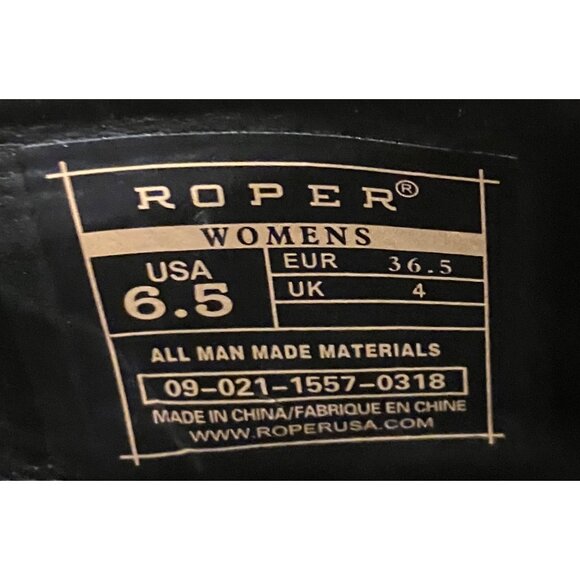 ROPER Sarah Leather Tooled-Inlay Embroidered Black/ Brown Ankle Boots Women-6.5 - Picture 16 of 16